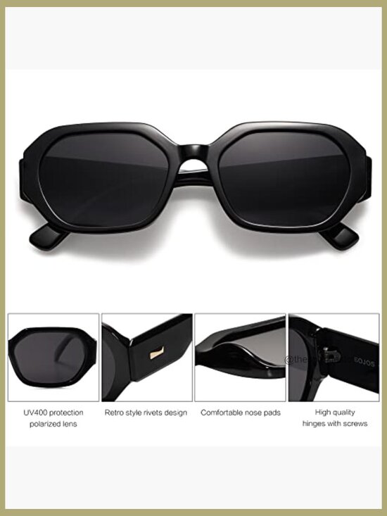 Polarized Sunglasses with UV400 TAC Lenses, Retro Rectangle Style